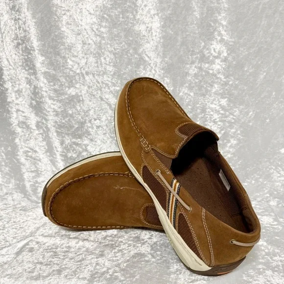 Dunham Mens Size 14/EE Windward Brown Leather Boat Shoes Slip On Loafers Wide - Picture 10 of 11